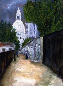 Street in Montmartre and Sacré-Coeur Artwork by Maurice Utrillo
