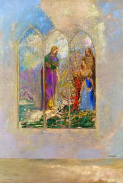 Piety beside a Red Tree Artwork by Odilon Redon