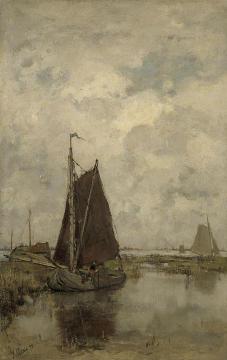 Gray day with ships Artwork by Jacob Maris