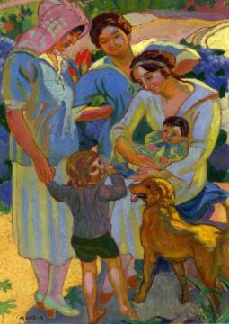 Around A Child With Dog Artwork by Maurice Denis