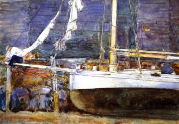 Drydock, Gloucester Artwork by Frederick Childe Hassam