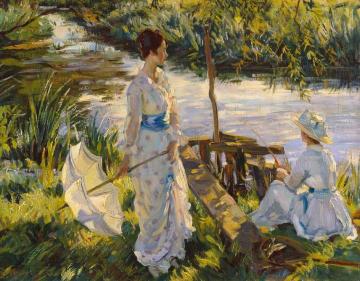 Fishing Artwork by Wilfred Gabriel De Glehn