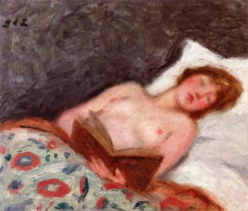 Young Woman Reading In Bed Artwork by Georges D'espagnat