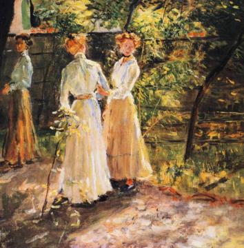 Drei Mädchen Im Garten Artwork by Fritz von Uhde