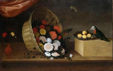 Basket Of Flowers With Fruit Artwork by Pedro de Camprobin