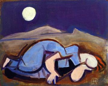 Sleeping Woman With Moon Artwork by Karl Hofer