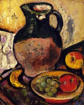 A Still LIfe of Fruit and Green Jug Artwork by George Leslie Hunter