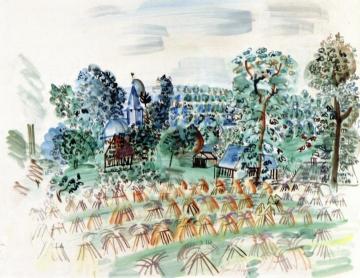 Field of Wheat near a Small Village Artwork by Raoul Dufy