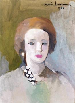 Portrait of a Woman with a Necklace Artwork by Marie Laurencin