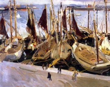 Boats in the Port, Valencia Artwork by Joaquin Sorolla y Bastida