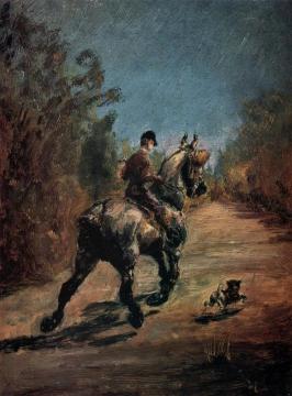 Horse And Rider With A Little Dog Artwork by Henri de Toulouse-Lautrec