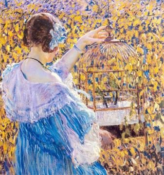The Birdcage Artwork by Frederick Carl Frieseke
