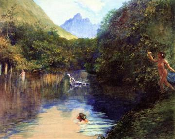 Ford at the Upper End of the Vai-te-piha (Tautira River), Tahiti, 1891 Artwork by John La Farge