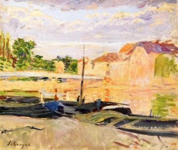Barges on the Banks of the Marne Artwork by Henri Lebasque