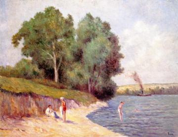 Bathing with Tugboat Artwork by Maximilien Luce