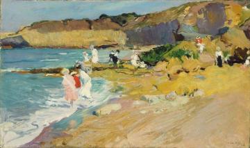 Rocks And The Lighthouse, Biarritz Artwork by Joaquin Sorolla y Bastida