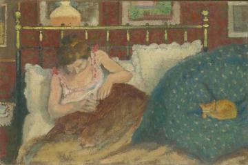 Woman With Cat Artwork by Georges Lemmen