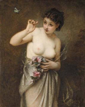 Young Girl with a Butterfly Artwork by Guillaume Seignac