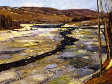 Swift Flowing River in Winter Artwork by George Gardner Symons