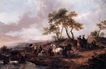 Halt of a Hunting Party Artwork by Philips Wouwermans