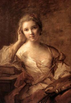 Portrait of a Young Woman Painter Artwork by Jean-Marc Nattier