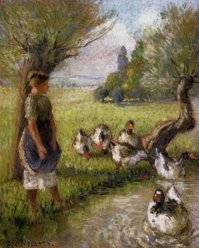 Goose Girl Artwork by Camille Pissarro