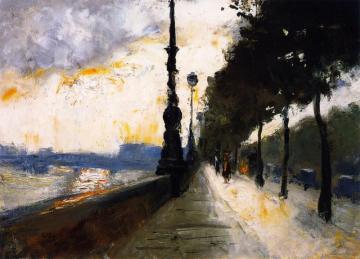 Waterloo Bridge Emerging In The Sunlight Artwork by Lesser Ury