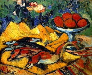 Still Life With Fish And Bowl Of Fruit Artwork by Maurice De Vlaminck