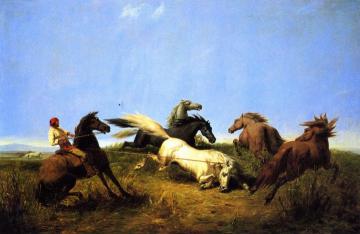 Hunting Wild Horses Artwork by William Tylee Ranney