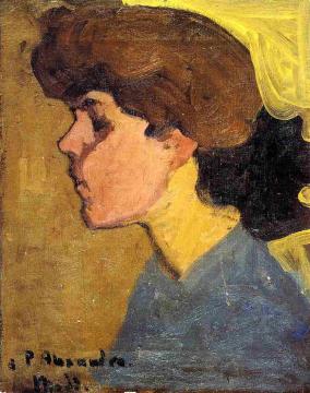 Woman's Head in Profile Artwork by Amedeo Modigliani