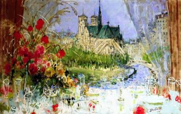 Notre Dame And The Seine From The Window On The Tour D'argent Artwork by Pierre Eugène Montézin