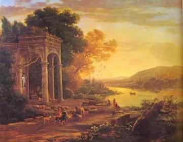 Landscape With A Temple Of Bacchus Artwork by Claude Lorrain