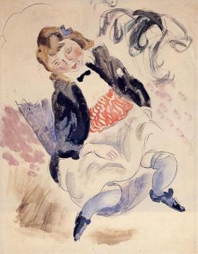Seated Young Girl Artwork by Jules Pascin