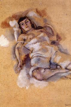 Woman Sitting Artwork by Jules Pascin