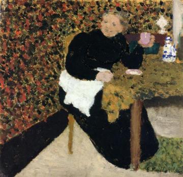 Madame Vuillard with a Pink Cup Artwork by Edouard Vuillard