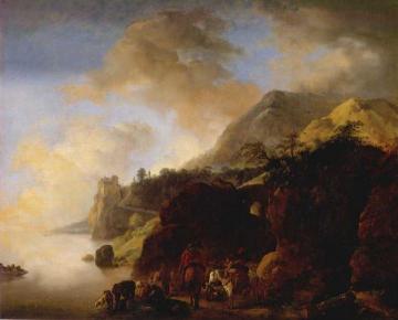 Travelers Awaiting a Ferry Artwork by Philips Wouwermans