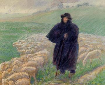 Shepherd in a Downpour Artwork by Camille Pissarro