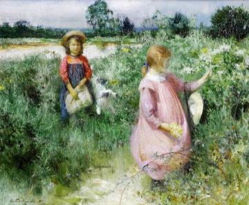 Picking Wildflowers Artwork by Arthur Hacker