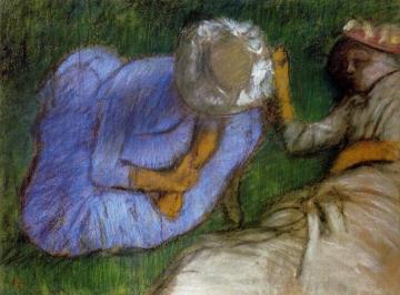 Young Women Resting in a Field Artwork by Edgar Degas