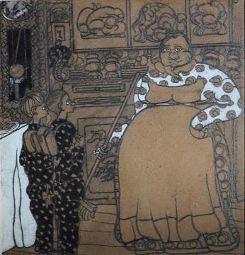 The Cook And Children Artwork by Boris Grigoriev