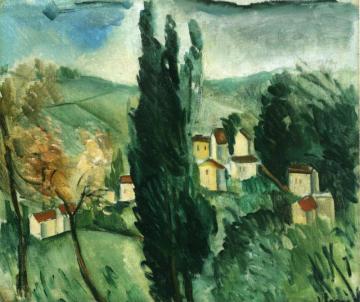 Landscape With Three Cypresses Artwork by Maurice De Vlaminck