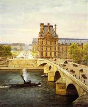 The Pont Royale and The Louvre, View of the Seine Artwork by Marie-Francois Firmin-Girard