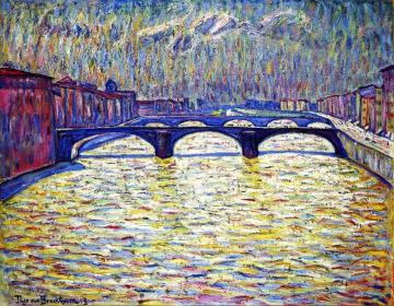 Arno Bridge In Florence Artwork by Theo von Brockhusen