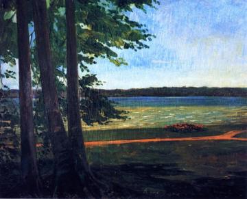 Three Birch Trees With Flower Plot Artwork by Wilhelm Trübner