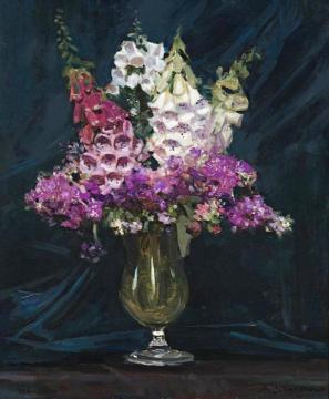 Foxgloves and Stocks Artwork by Sir Arthur Streeton
