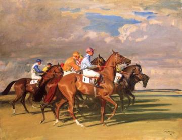 Lord Astor's High Stakes With Sir Gordon Richards Up At Newmarket Artwork by Sir Alfred James Munnings