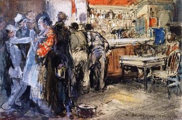 Bar Room Brawl Artwork by Everett Shinn