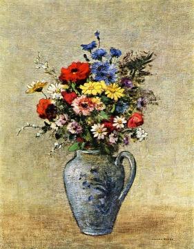 Flowers in a Vase with one Handle Artwork by Odilon Redon