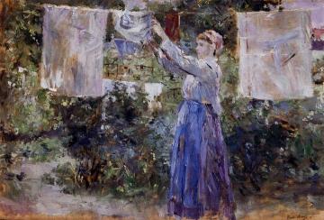 Woman Hanging out the Wash Artwork by Berthe Morisot
