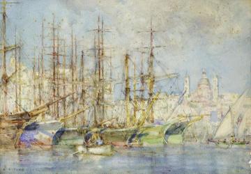 Genoese shipping Artwork by Henry Scott Tuke